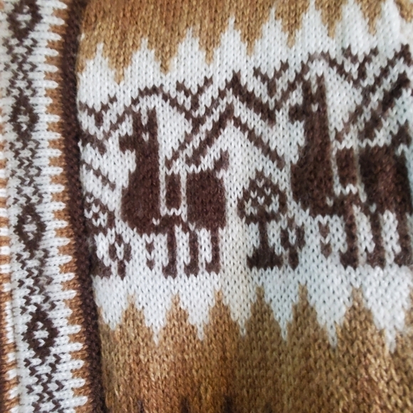 Lucy Iburg alpaca  sweater cardigan hooded  zipper closure. Llama sz large - Picture 4 of 9